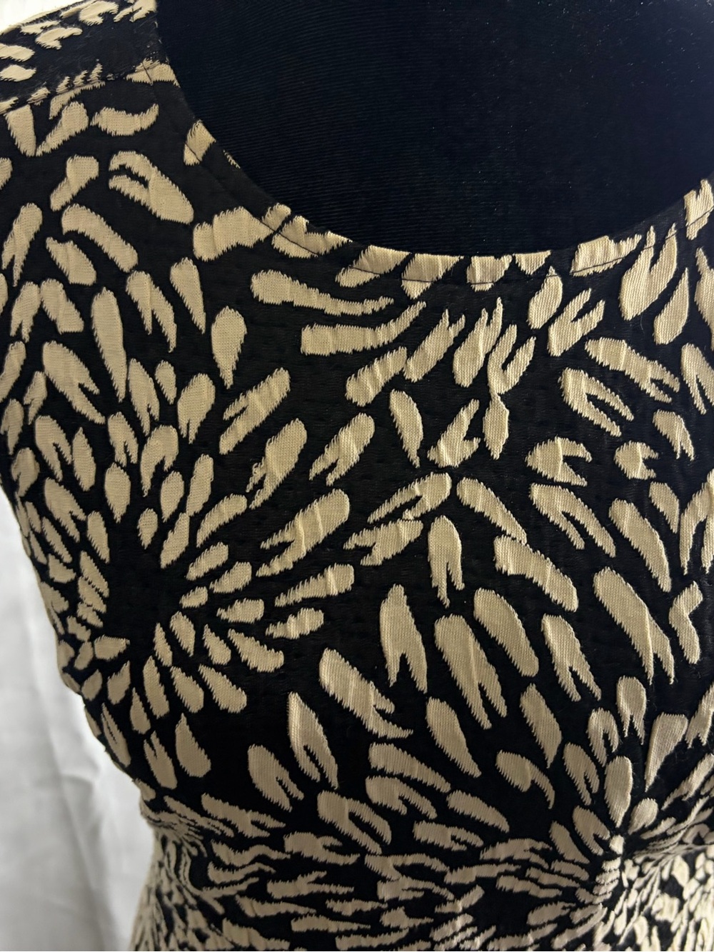 Ann Taylor Black and Cream Abstract Pattern Dress